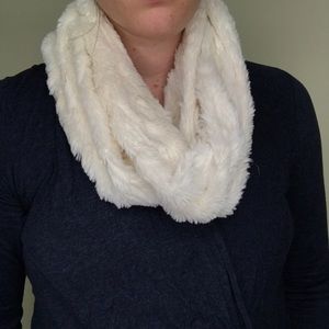Fluffy with sequins white infinity scarf
